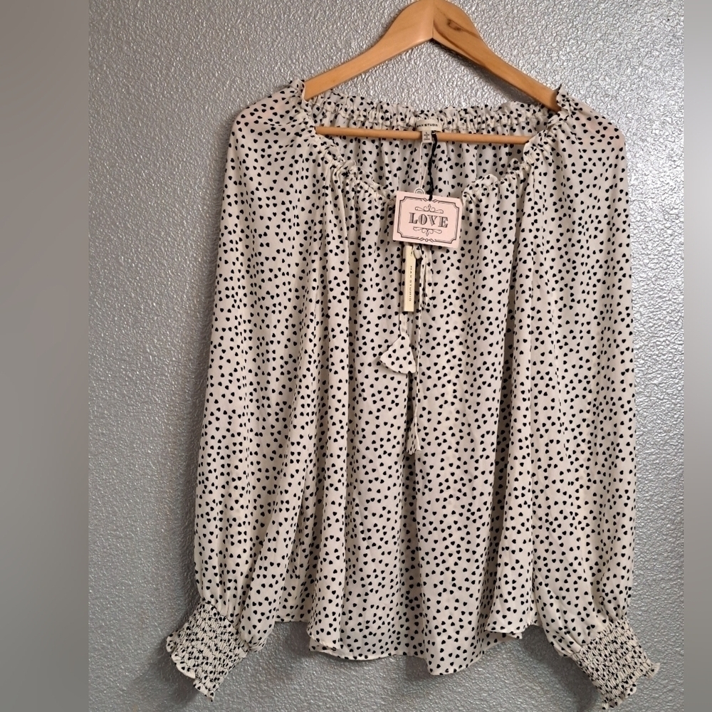 NWT Max Studio Black & White Tie Blouse   Size L